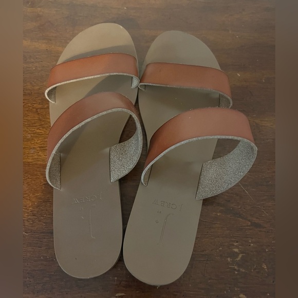 J. Crew Brown Leather Sandals Minimalist Design size 8 - Picture 2 of 7